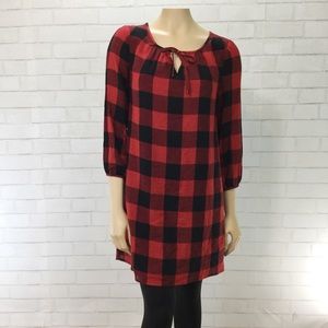 Madewell Signal Tunic Dress Red Buffalo Plaid EUC